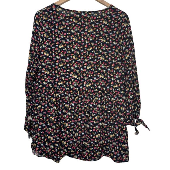 THE NINES BY HATCH | Tie Sleeve Crepe Maternity Blouse Floral Print | Size L - Picture 6 of 11